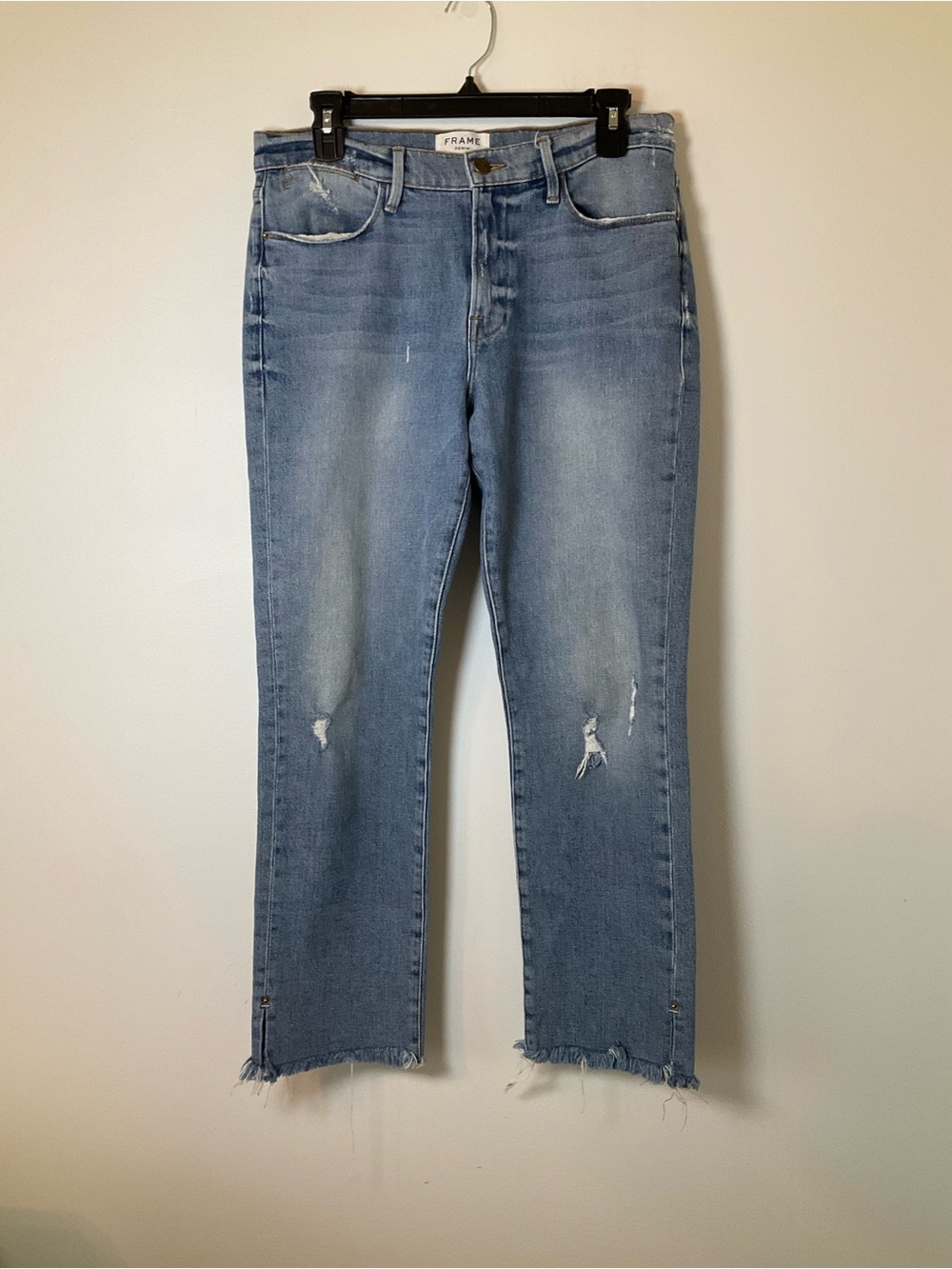 FRAME Le High Straight Crop Raw Hem Jeans Size 30